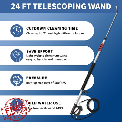 #ad LidoDola 24FT Telescoping Pressure Washer Wand Kit Gutter Cleaner $144.99