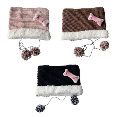 Girl Cartoon Cat Ear Knit White Brim Beanie Hat Y2K Party Photo Props Hot Girl