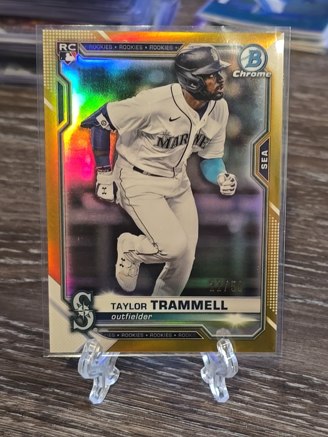 2021 Bowman Chrome Taylor Trammell True GOLD Refractor Rookie /50 #61 SP