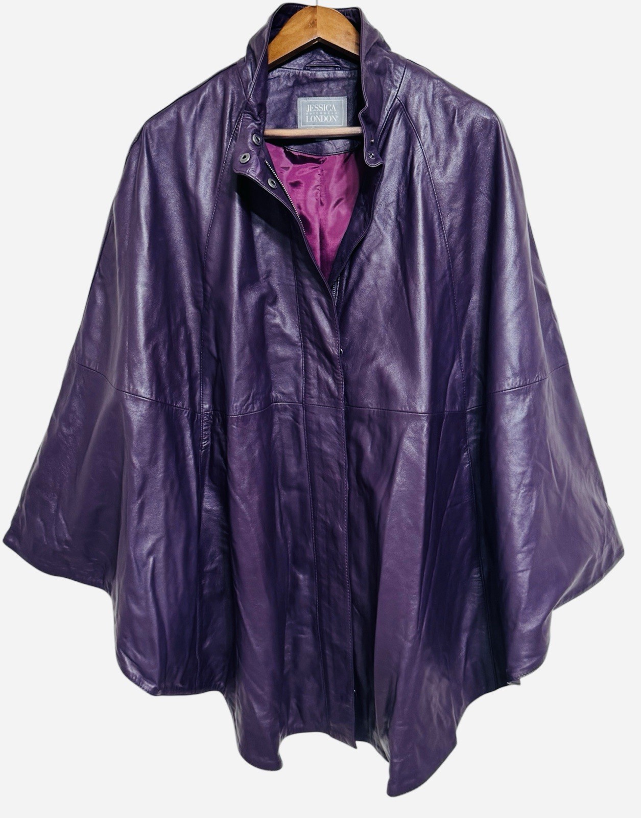 Jessica London Leather Poncho Cape Jacket Coat Women&rsquo;s Siz