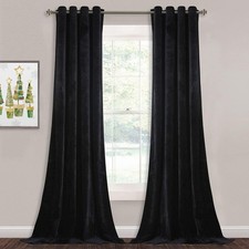 StangH Black Blackout Velvet Curtains 84 52"W x 84"L Pack of 2 ,