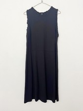 NEW Loft A-Line Sleeveless Ruffle Neckline Dress Women’s Sz 14 Black Stretch