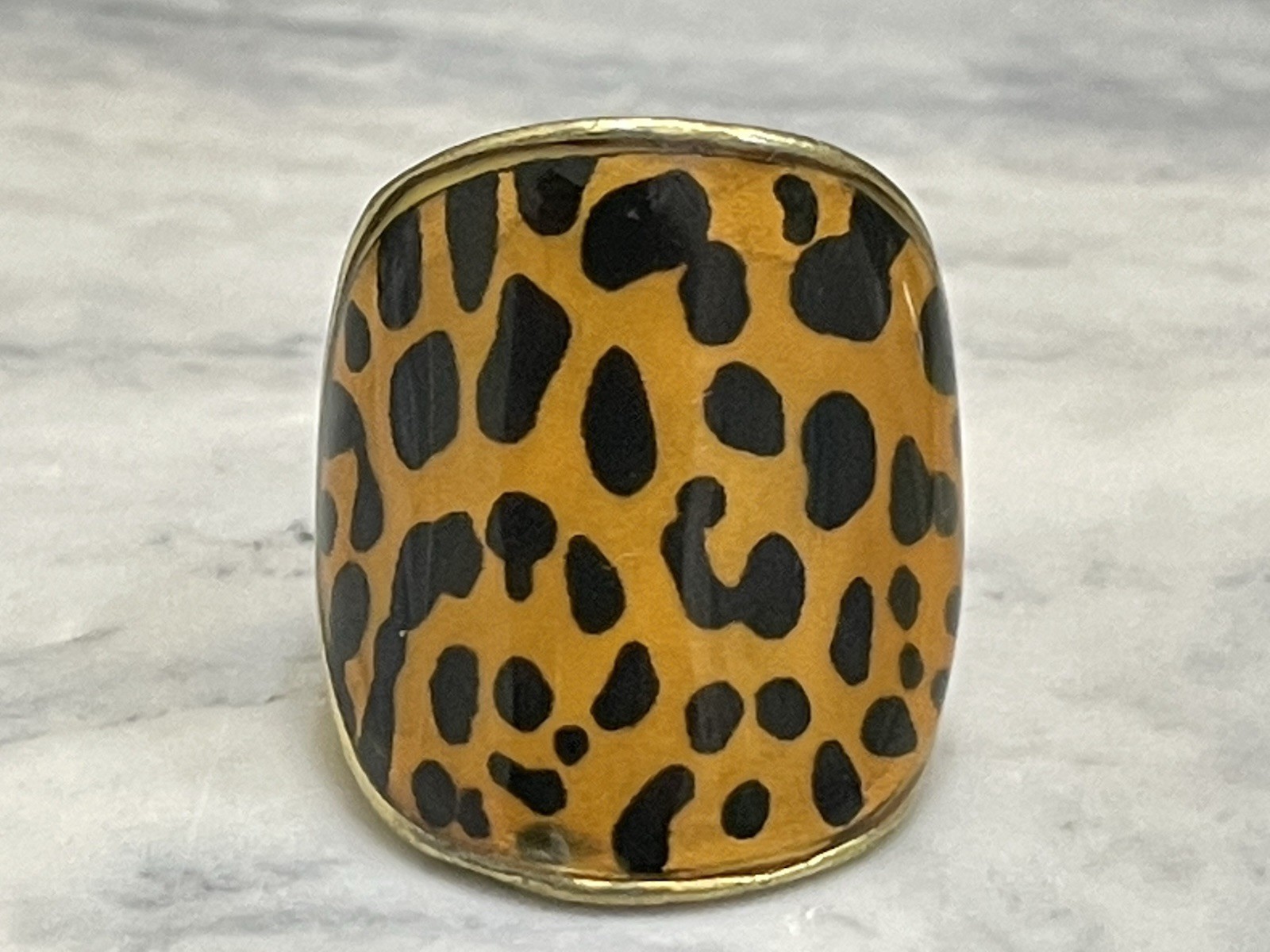 Leopard Print Statement Ring Gold Tone Fashion Ri… - image 7
