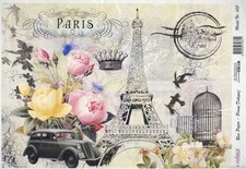 Cadence A4 Rice Paper Paris Eiffel Tower Rome Colosseum Vintage Car Paper No 635