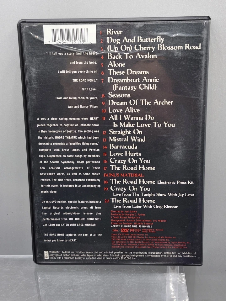 HEART ~ THE ROAD HOME 1995 DVD AND HEART ALIVE IN SEATTLE 2002 DVD IN GREAT COND - Image 4 of 4