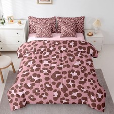 Erosebridal Cheetah Print 7 Pieces Bedding Set Queen Sizepink Brown Leopard Bed