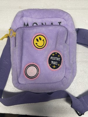 MONAT Purple Tote Bag Purse Good Vibes Embroidered Patch NEW