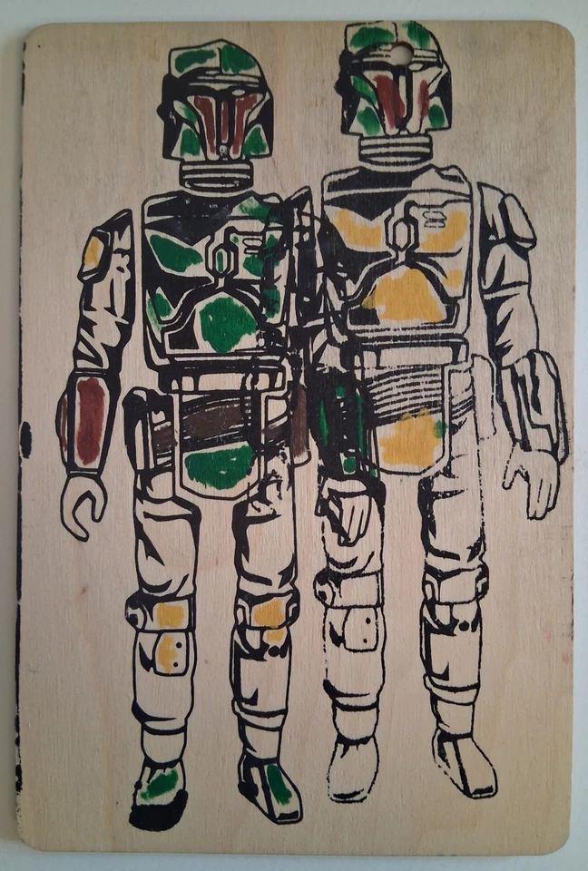 BOBA FETT Raro Original SDCC 2018 Roble Gitano Artista PRUEBA con Pintura en la Espalda Foto 2 de 2