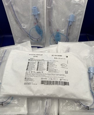 Schachtel mit 12 Smiths Medical Portex vorgeformtem Trachealtubus 8,0 mm Ablaufdatum 2028