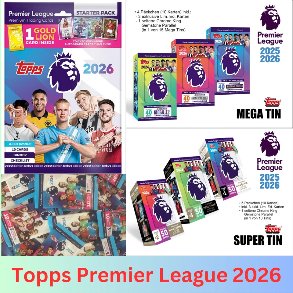 Topps Premier League 2026 - Trading Cards / Starter / Booster / Super / Mega Tin