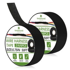 2 Rolls Fabric Electrical Tape,3/4 Inch x 50FT Wire Loom Tape, High Temp Wire...