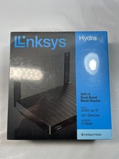 Linksys Hydra 6 Dual-Band Mesh Wi-Fi 6 Router - Black Brand New 2000 Sq Ft 3 Gbp