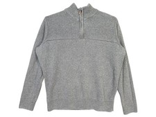 Dockers Gray 1/4 Zip Sweater L Mock Neck Pullover Cotton Long Sleeve Mens