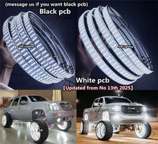 【】JHB 17.5" QUAD ROW PURE WHITE LED Strobes Car Truck Wheel Ring Rim Lights Set