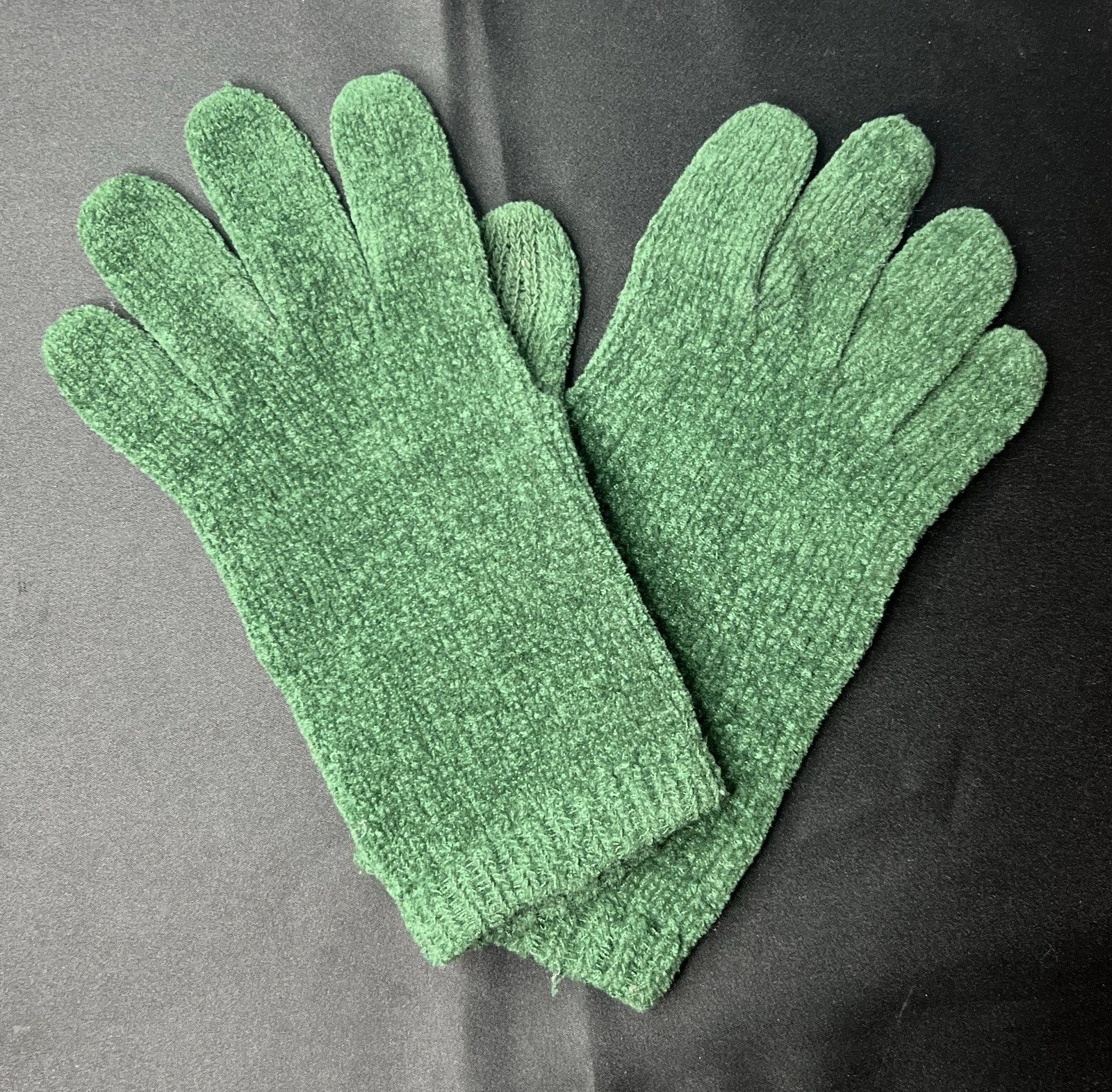 Vtg Ann Taylor Woven Dark Green Gloves Classic Colorful Fall Winter Y2K One Size