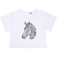 'Zebra Portrait' Women's Cotton Crop Tops (CO055043)