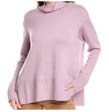 Eileen Fisher Sweater Womens M Pink Italian Merino Wool Relaxed Turtleneck Tunic