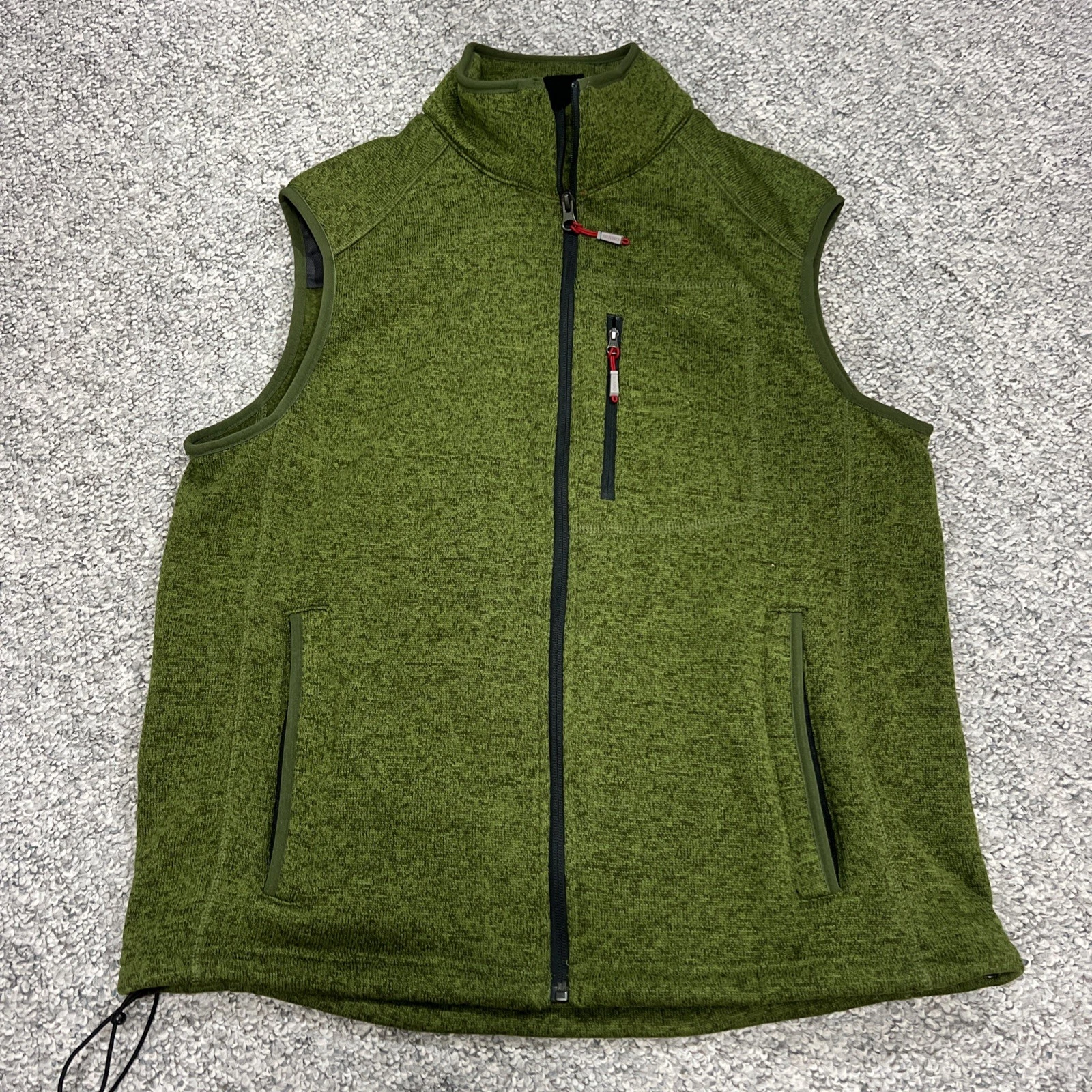 Orvis Denali Mens Vest Sweater Fleece Green Zip Fly Fishing Hiking Outdoors