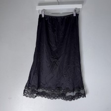 Vintage Ashley Taylor Black Non Slip Skirt Midi Medium Lace Trim