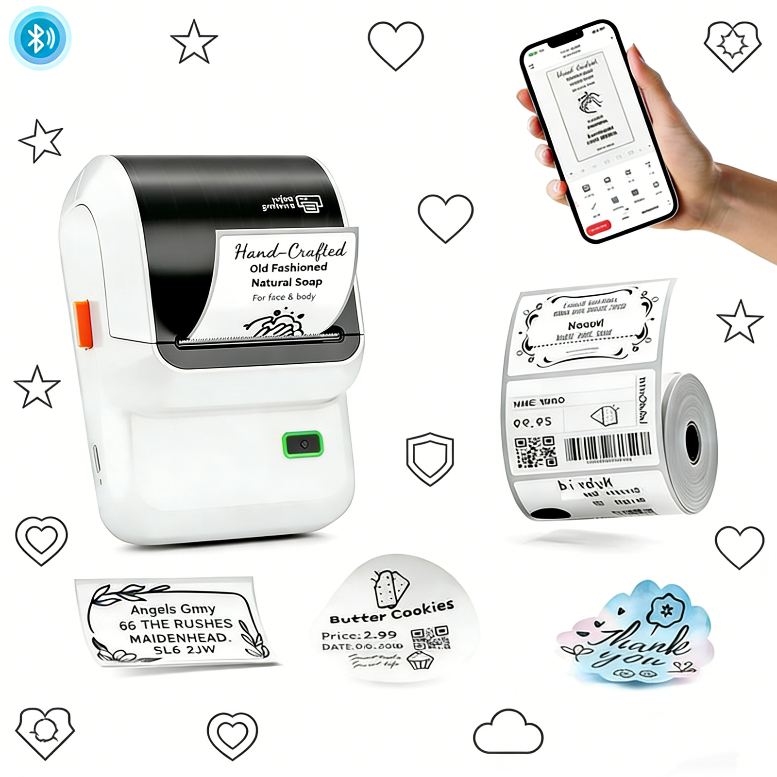 Label Maker Machine with Tape, M100 Bluetooth Label Printer for Small Business-image