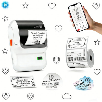 Label Maker Machine with Tape, M100 Bluetooth Label Printer for Small Business
