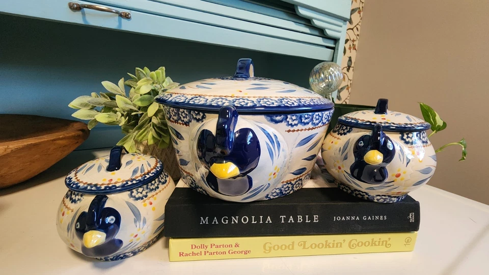 Juego de puré y cuencos de cerámica Temp-tations by Tara Old World Bluebird Foto 2 de 4