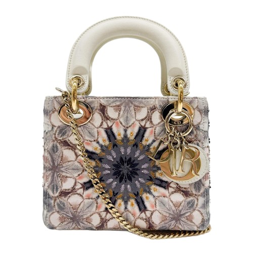 DIOR Mini Lady Dior Embroidered Beads Multicolor Floral Canvas Two Way Bag