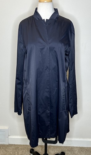 Jil Sander Midnight Navy Lightweight Long Sleeve Shift Coat Size 36 S