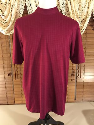 Mens GREG NORMAN Play Dry Crew Neck L Large 100% Polyester Burgundy EUC