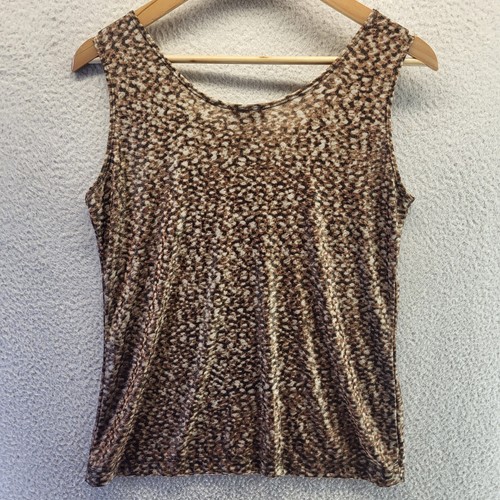 Chico's Travelers 1 Medium Tank Top Shirt Leopard Stretch Scoop Neck Classic - Picture 15 of 15