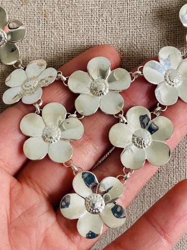 Paola Valentini Italien Sterlingsilber Blumenlätzchen Halskette - Bild 4 von 8