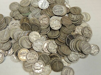 マーキュリーダイム アメリカ 銀貨 50枚セットMercury dime Full Date Mercury Silver Dime Lot ~ 90% 50 Coin $5.00 Face Dimes