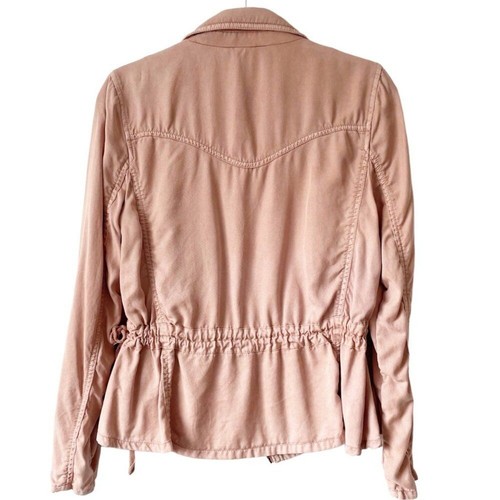 Anthro Marrakech Dusty Pink Asymmetrical Bomber Jacket Draw String S Moto Casual - Picture 4 of 10