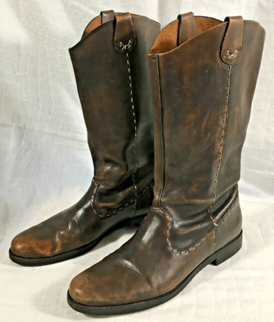 Eddie Bauer LEATHER Western Cowboy Boots Pull On Brazil Women Size 10 Distressed