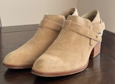RAG  BONE Tan Leather Suede Low Booties Women's Size 38 US Size 8 Pre-Owned