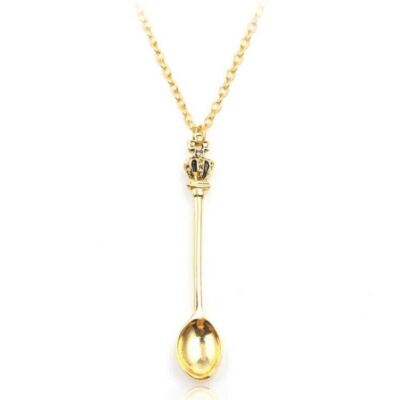 1x Mini Crown Spoon Necklace Pendant Charm Festival Cutlery