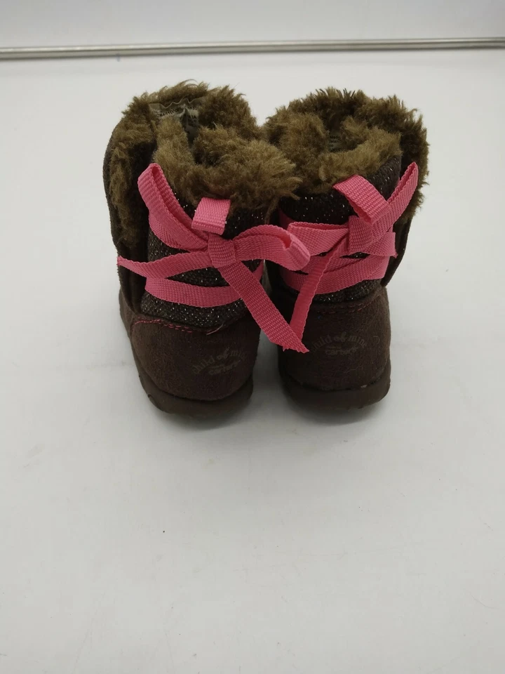 INFANT GIRLS CARTERS CHILD OF MINE BROWN WINTER FLEECE SUEDE BOOTS SZ 3 - Image 3 of 4