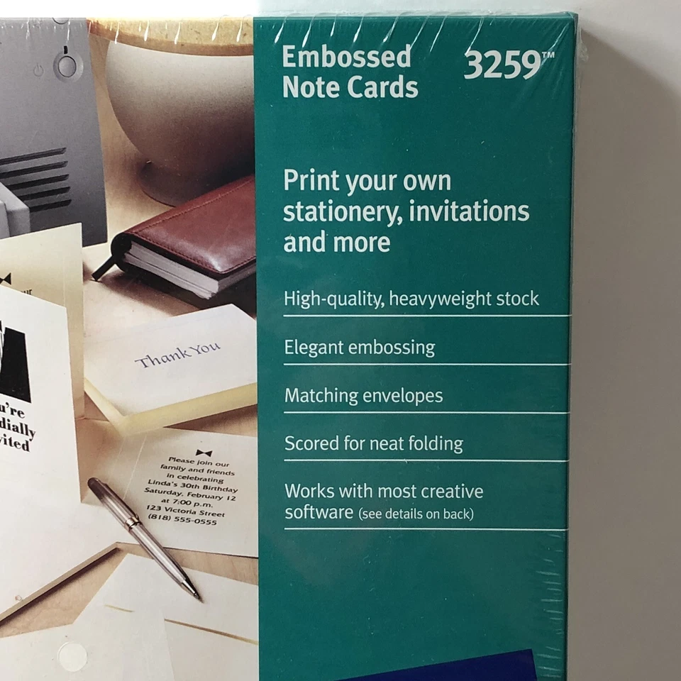 Avery Embossed Note Cards 30 with envelopes 4 1/4 x 5 1/2 Ink Jet Printers #3259 Foto 3 de 4