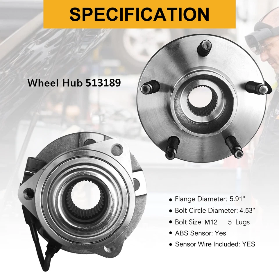 Pair Front Wheel Hub and Bearings for Chevy Equinox Saturn Vue Pontiac Torrent Foto 3 de 4