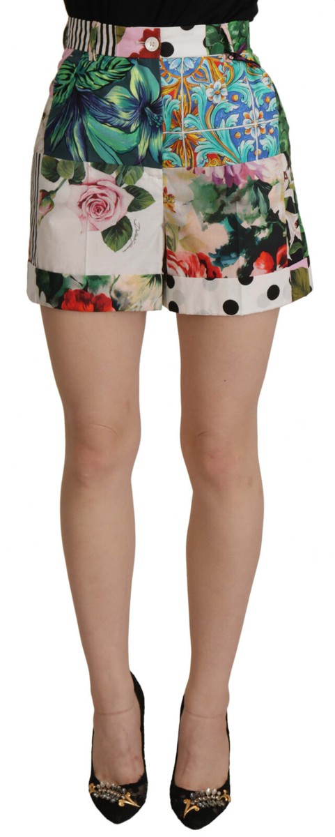 パンツ DOLCE&GABBANA multi belt shorts Majolica-print jersey cycling shorts in Multicolor for Women