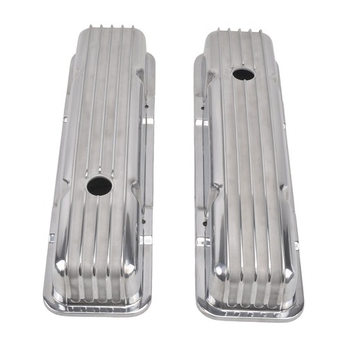 Cubierta de válvula corta con aletas pulidas y filtro de aire y respirador de 12" para SBC Chevy 58-86 - Imagen 3 de 12