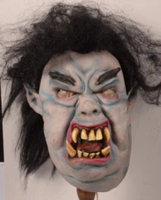 Paper Magic Group Black Hair Vampire Ghoul Halloween Mask Fangs White vtg