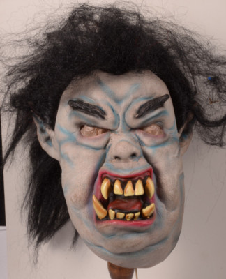 Paper Magic Group Black Hair Vampire Ghoul Halloween Mask Fangs White vtg
