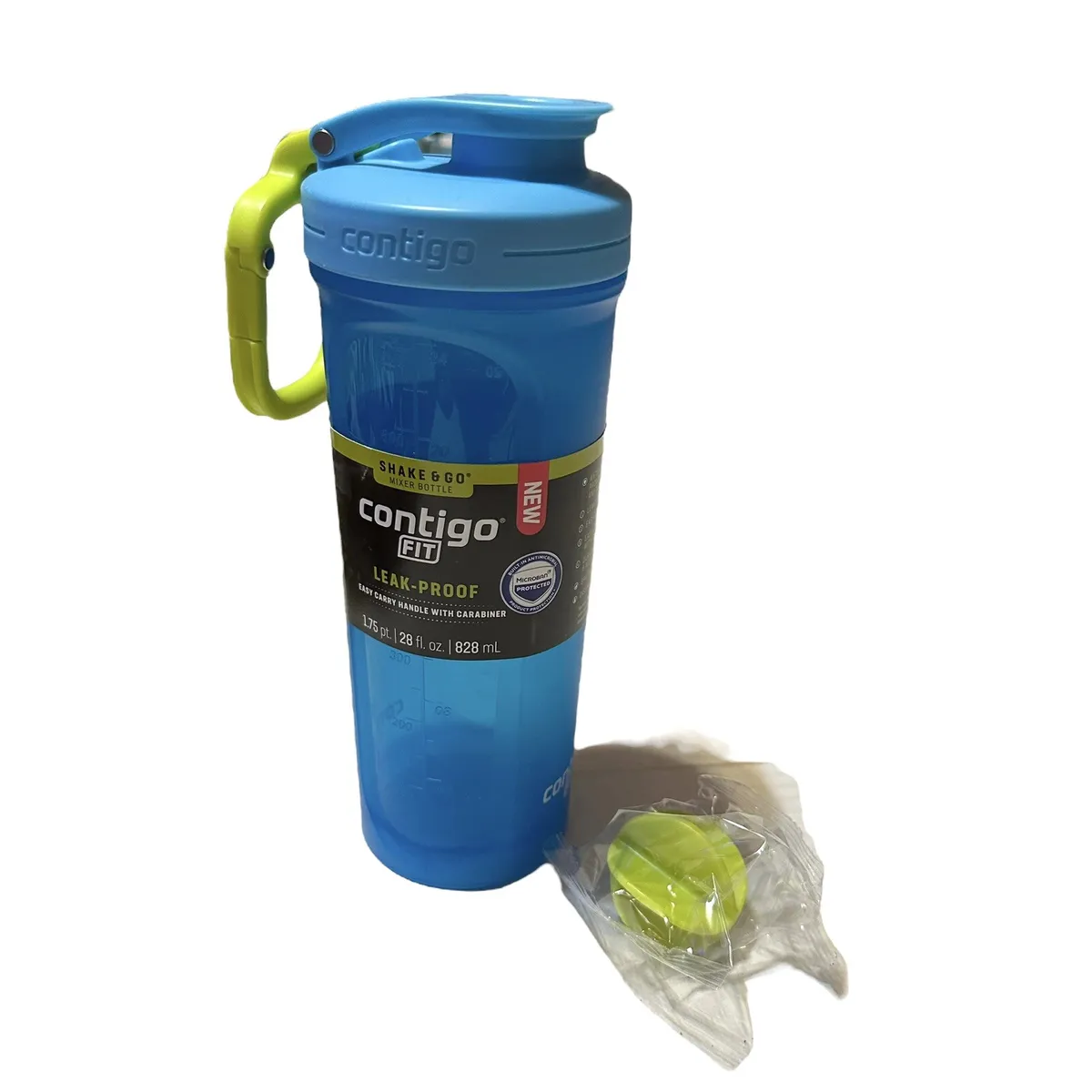 Contigo Shake & Go Fit Shaker Bottle 28oz Leak Proof Carabiner Water Mixer  Blue