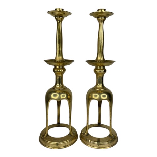 Vintage Japanese Brass Alter Pricket Open Base Candlesticks Candle Holder 20” - 第 1/11 張圖片