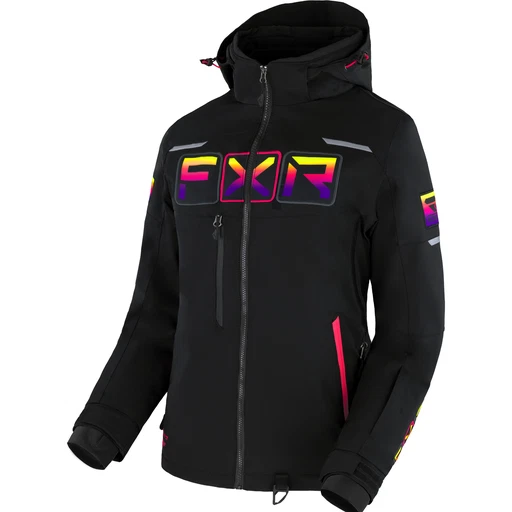 FXR Maverick Womens Snow Jacket Black Neon Fusion Size 10