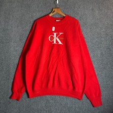Vintage Calvin Klein Jeans Sweater Adult SIze Extra Large Red Long Sleeve Men's