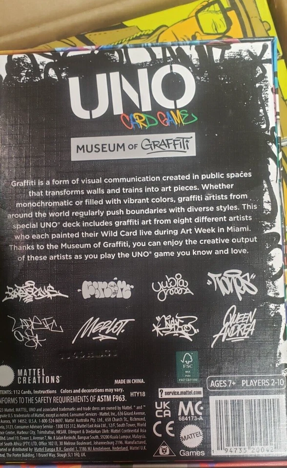 MUSEUM OF GRAFFITI x UNO CARD DECK BY MATTEL CREATIONS BRAND NEW AND UNOPENED - Image 2 of 2