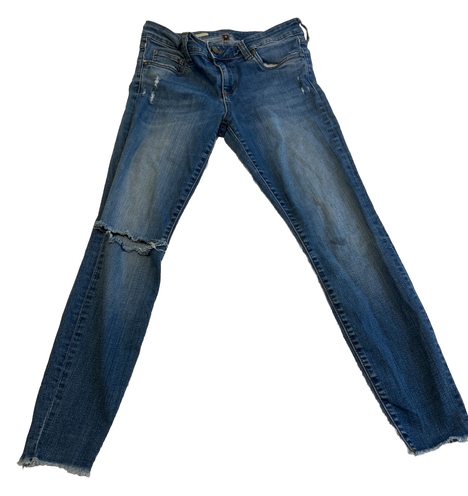 Kut From The Kloth Women Jeans Size 6 Ankle Skinny Raw Hem Distressed Blue Denim