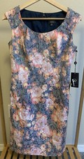 Adrianna Papell Multicolor Floral Jacquard Cocktail Dress Sleeveless 2P NWT